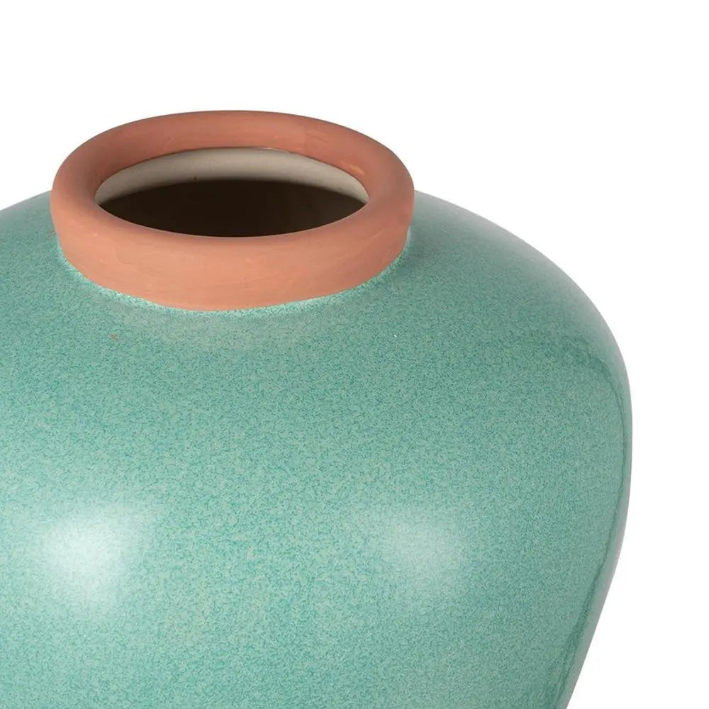 9" Brown Round Ceramic Table Vase - NOBLE HOME INTERIORS