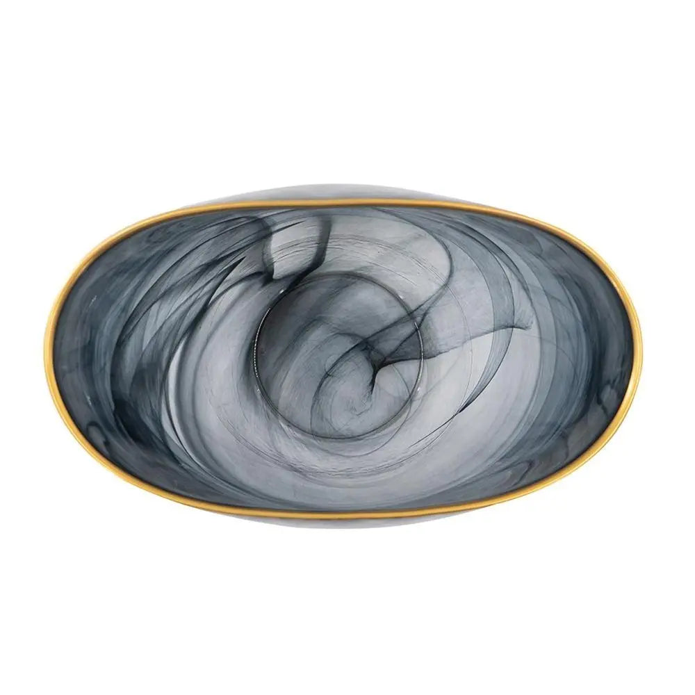 9" Charcoal Abstract Swirl Art Glass Table Vase - NOBLE HOME INTERIORS