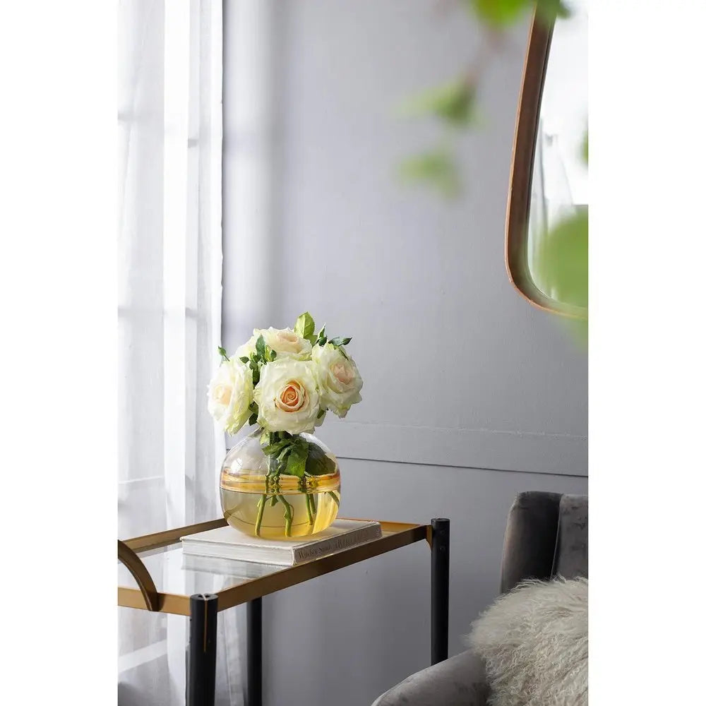 9" Clear And Brown Ombre Round Glass Table Vase - NOBLE HOME INTERIORS