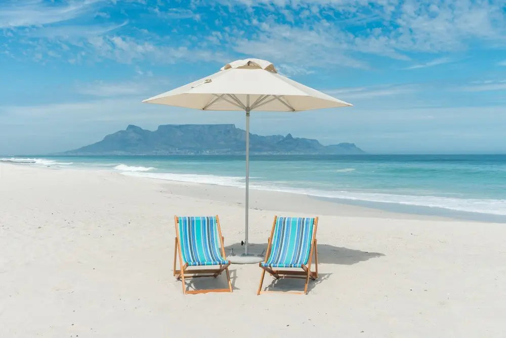 9' Ecru Polyester Round Market Patio Umbrella - NOBLE HOME INTERIORS