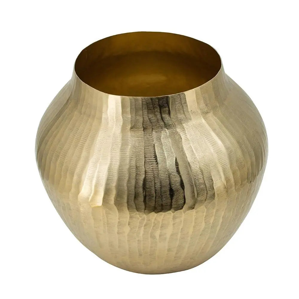 9" Gold Round Aluminum Table Vase - NOBLE HOME INTERIORS