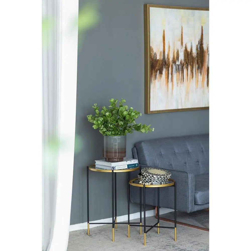 9" Gray And Brown Ombre Round Glass Table Vase - NOBLE HOME INTERIORS