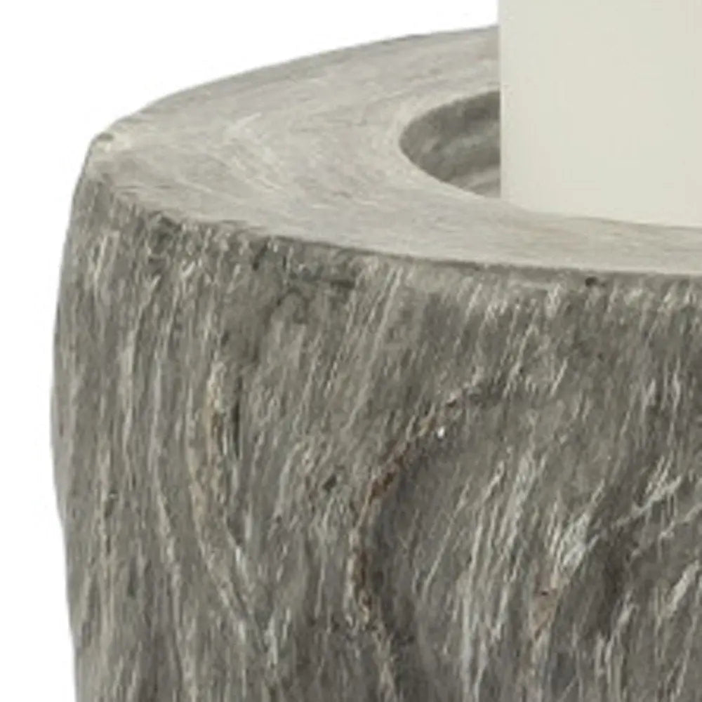 9" Gray Distressed Abstract Ceramic Tabletop Pillar Candle Holder HomeRoots