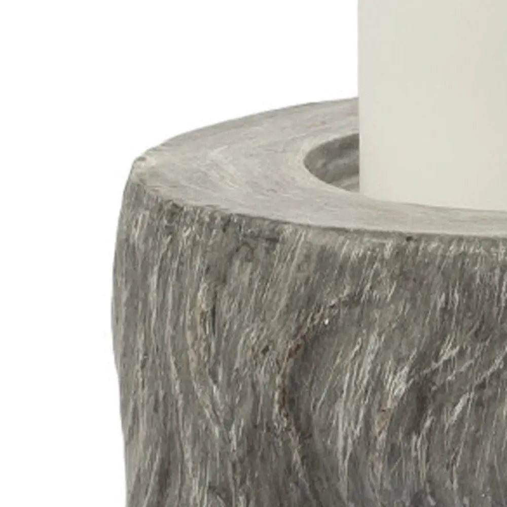 9" Gray Distressed Abstract Ceramic Tabletop Pillar Candle Holder HomeRoots