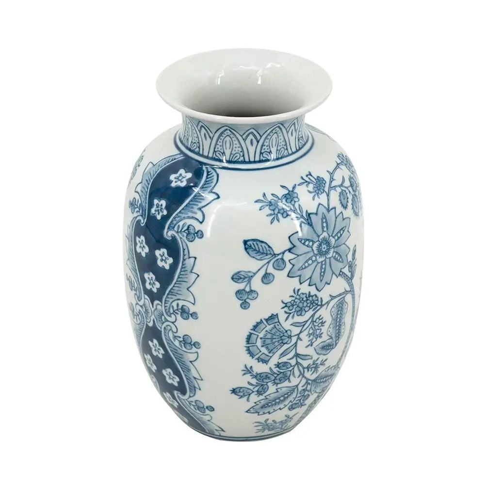 9" Light Blue And White Floral Round Porcelain Jar - NOBLE HOME INTERIORS
