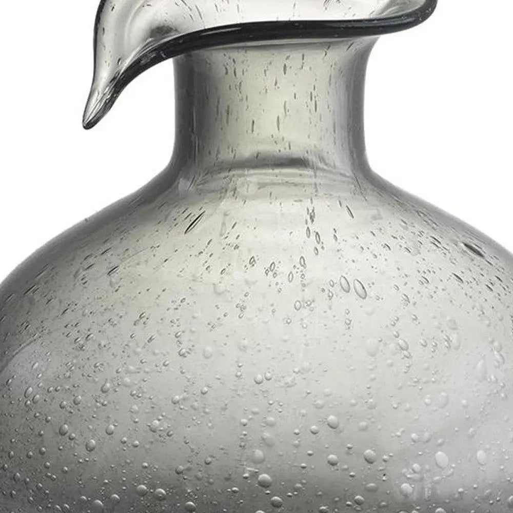 9" Light Gray Bubble Glass Round Table Vase - NOBLE HOME INTERIORS