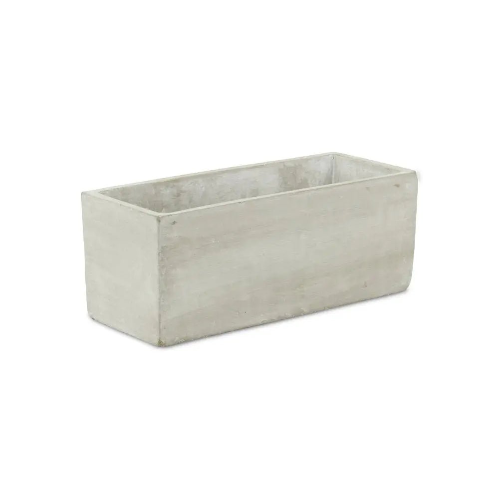 9" Light Gray Cement Indoor Outdoor Rectangular Pot Planter - NOBLE HOME INTERIORS
