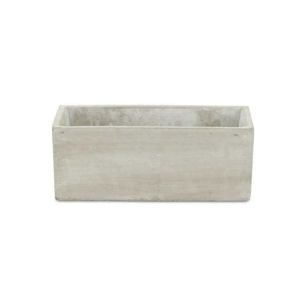 9" Light Gray Cement Indoor Outdoor Rectangular Pot Planter - NOBLE HOME INTERIORS