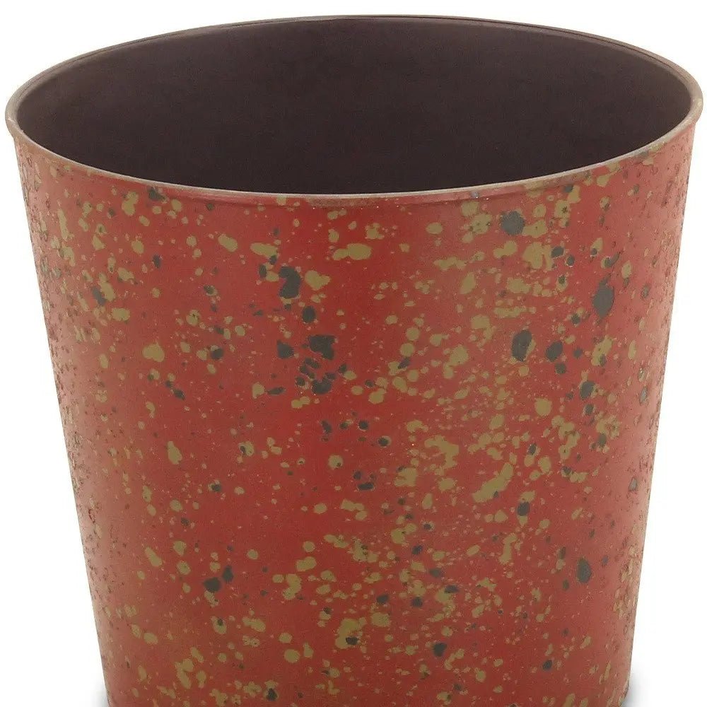 9" Red Recycled Plastic Indoor Outdoor Round Pot Planter - NOBLE HOME INTERIORS