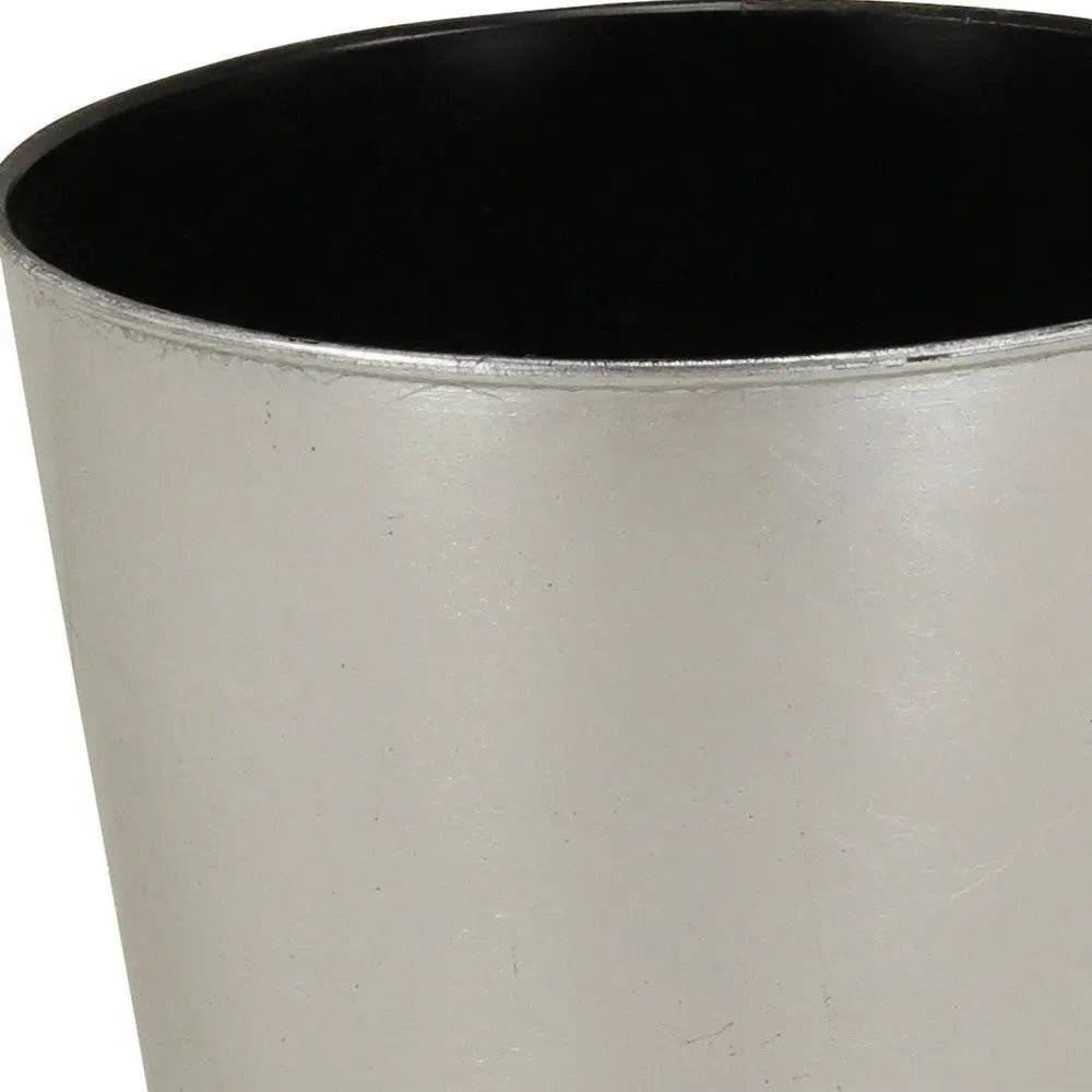 9" Silver Recycled Plastic Indoor Outdoor Round Pot Planter - NOBLE HOME INTERIORS