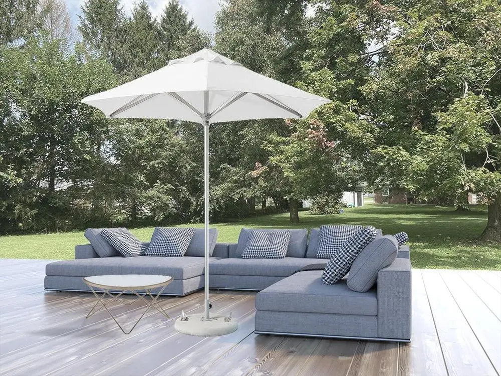 9' White Polyester Round Market Patio Umbrella - NOBLE HOME INTERIORS