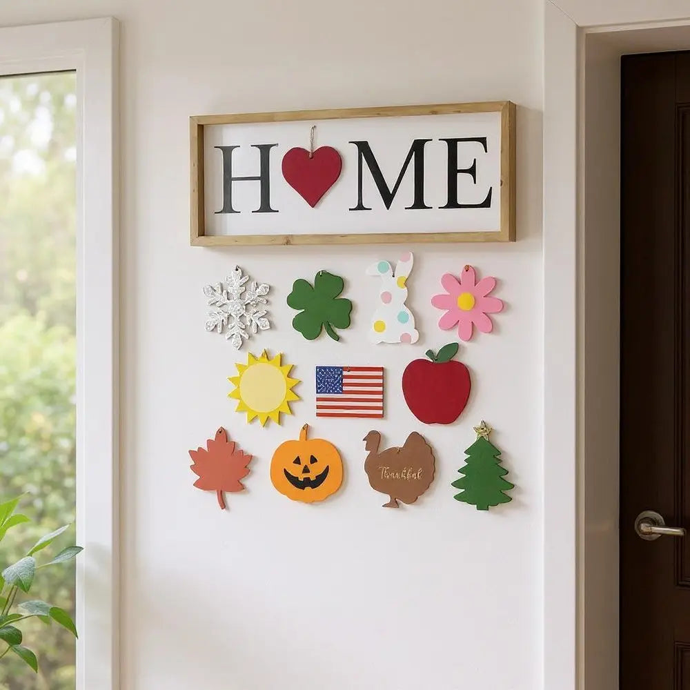 9" X 23" Natural Heart Home Wood Wall Decor - NOBLE HOME INTERIORS