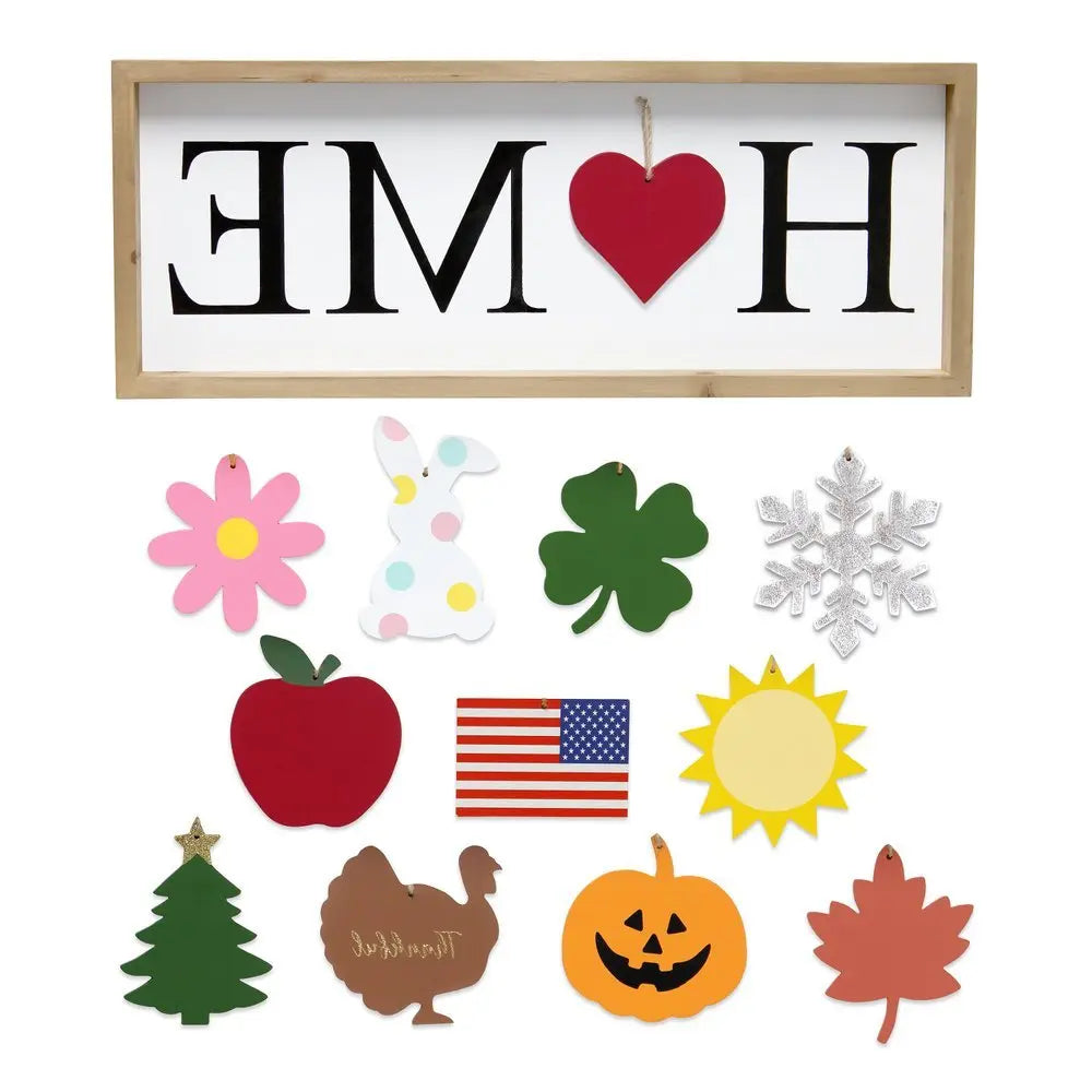 9" X 23" Natural Heart Home Wood Wall Decor - NOBLE HOME INTERIORS