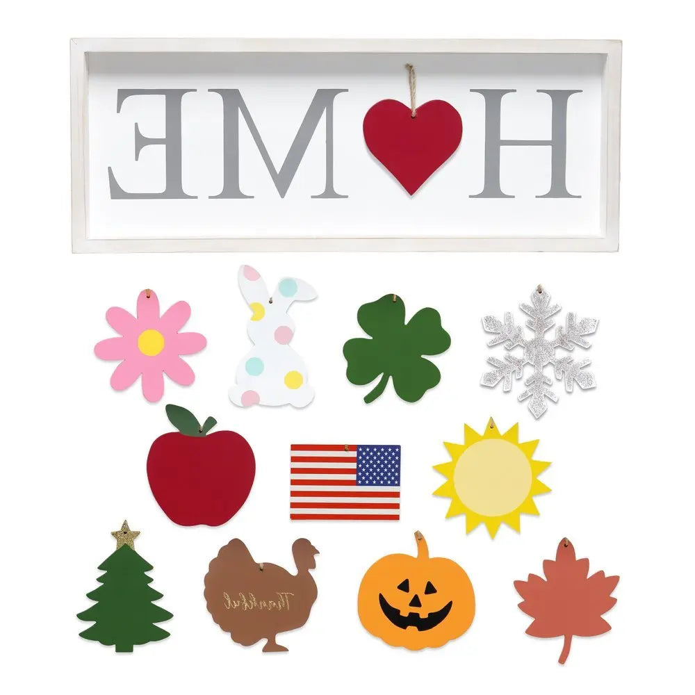 9" X 23" White Heart Home Wood Wall Decor - NOBLE HOME INTERIORS