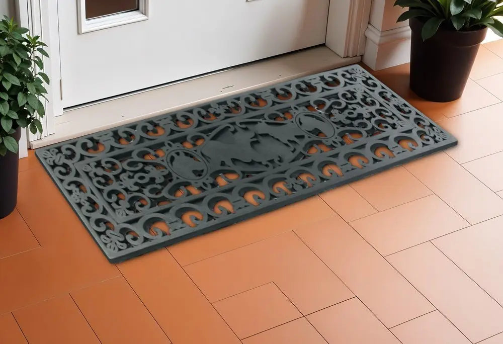 9" X 30" Black Rubber Dog Outdoor Door Mat - NOBLE HOME INTERIORS