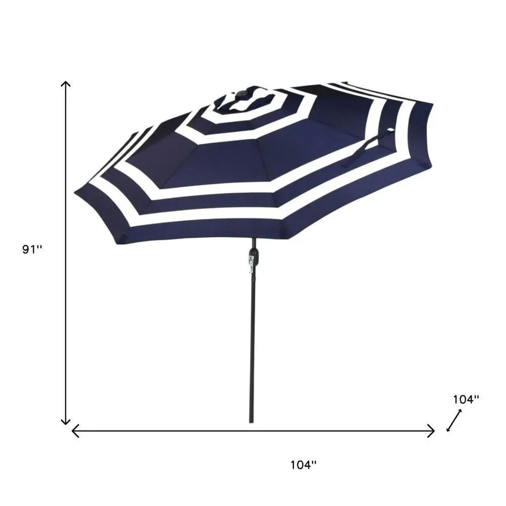 91" Dark Blue Polyester Octagonal Tilt Market Patio Umbrella - NOBLE HOME INTERIORS