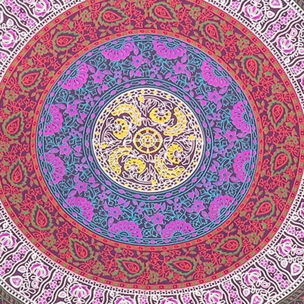 92" X 84" Blue Red And Yellow Mandala Cotton Hanging Tapestry - NOBLE HOME INTERIORS