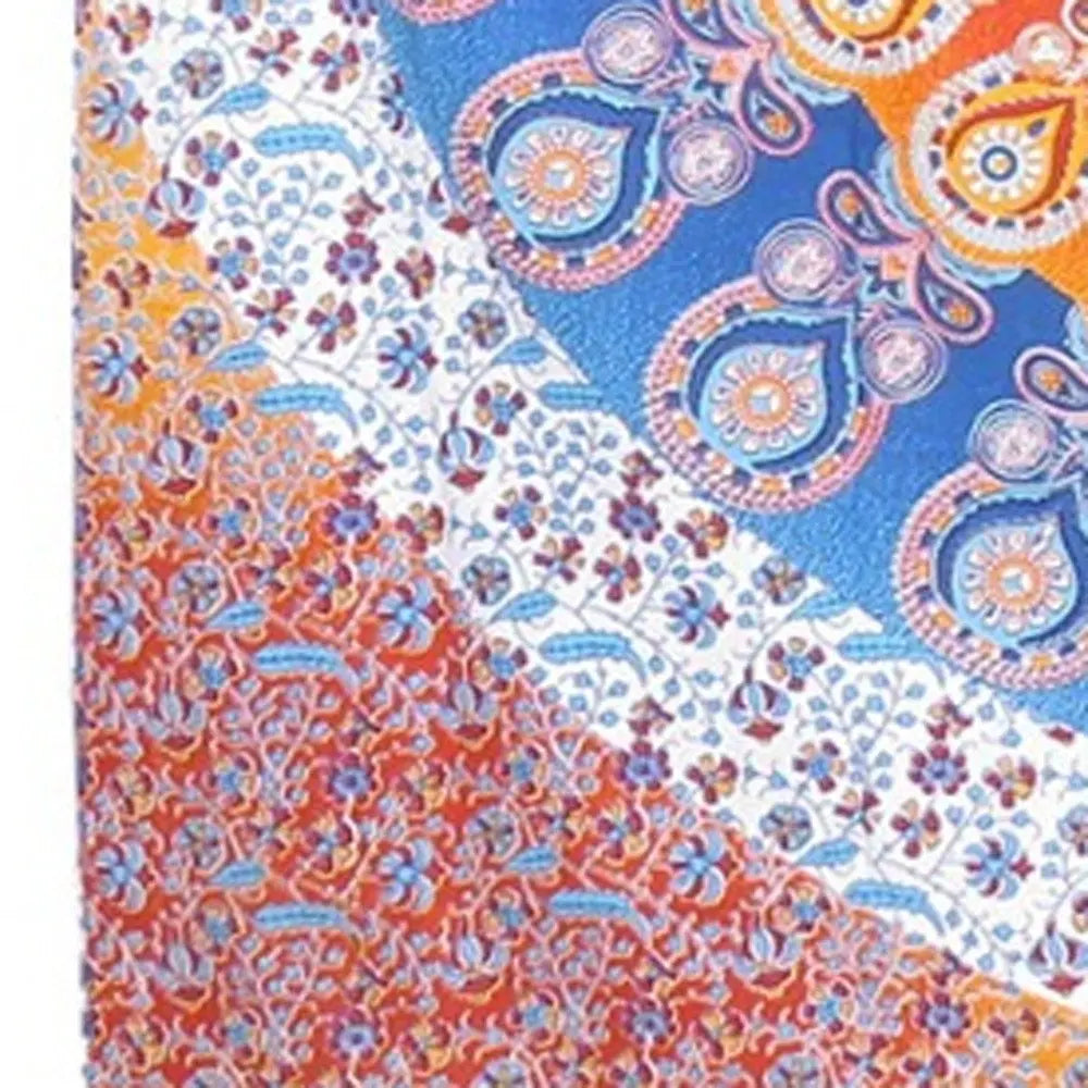 92" X 84" Orange Blue And Yellow Mandala Cotton Hanging Tapestry - NOBLE HOME INTERIORS