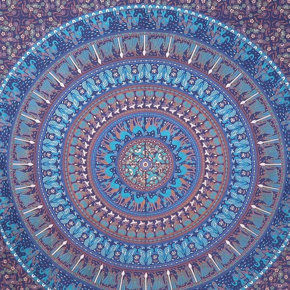 92" X 84" Sky Blue And Purple Mandala Cotton Hanging Tapestry - NOBLE HOME INTERIORS