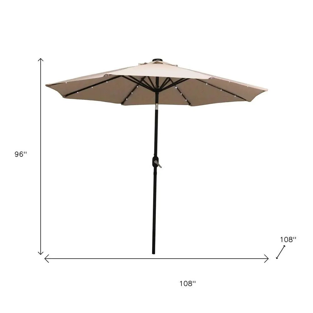 96" Beige Polyester Octagonal Tilt Lighted Market Patio Umbrella - NOBLE HOME INTERIORS