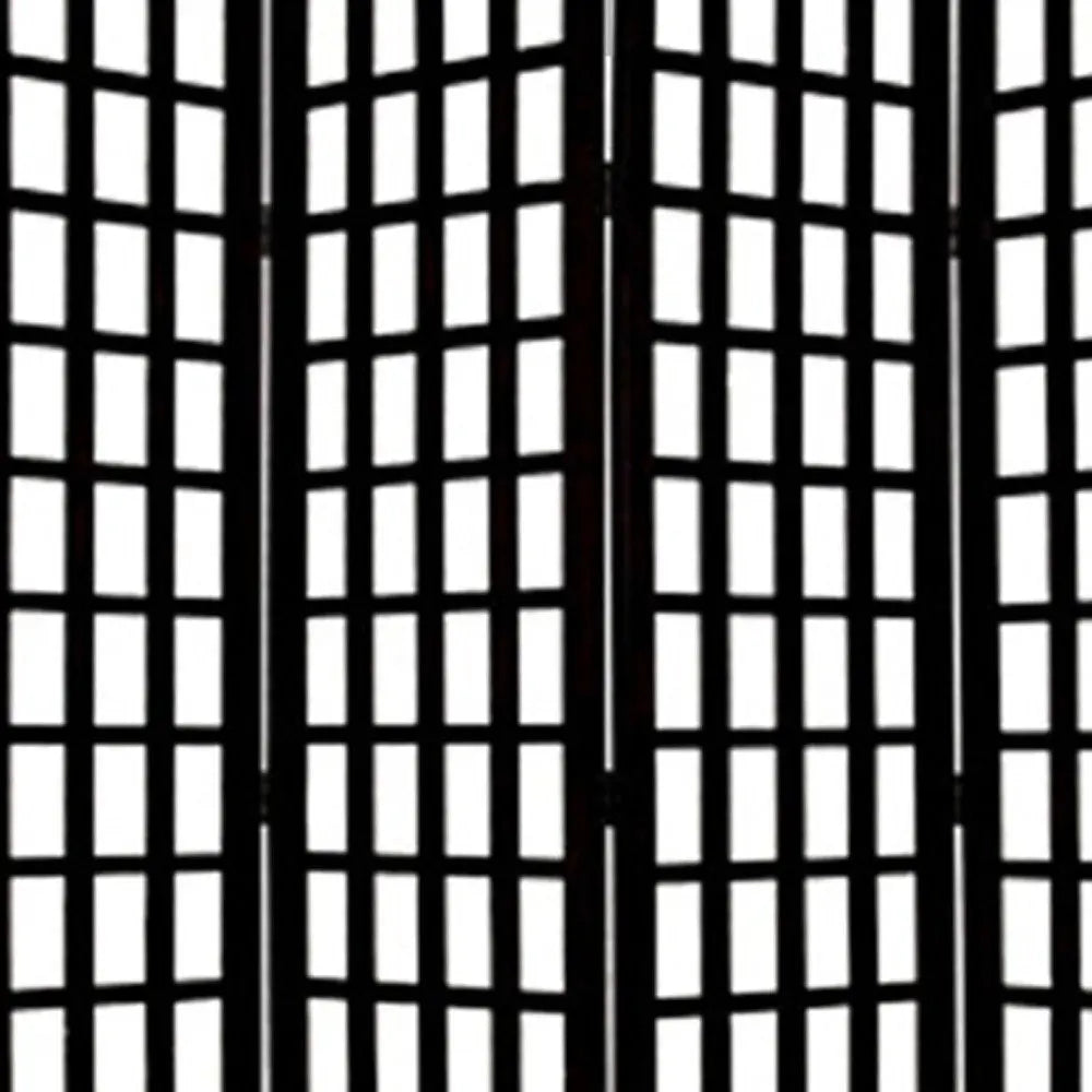 96" Black And White Folding Four Panel Screen Room Divider - NOBLE HOME INTERIORS