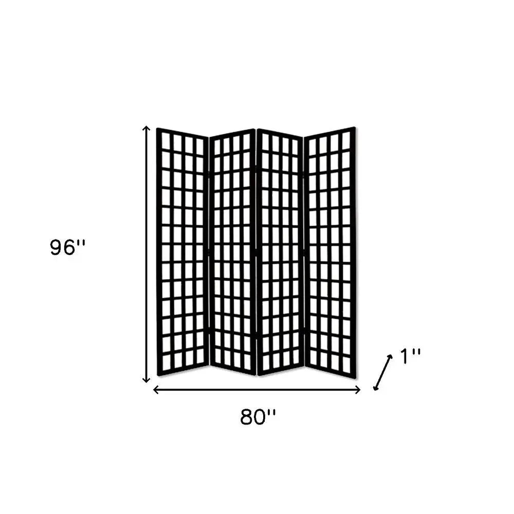 96" Black And White Folding Four Panel Screen Room Divider - NOBLE HOME INTERIORS
