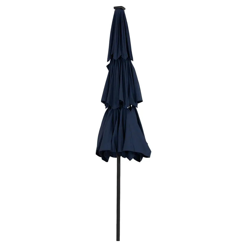 96" Dark Blue Polyester Octagonal Tilt Lighted Market Patio Umbrella - NOBLE HOME INTERIORS