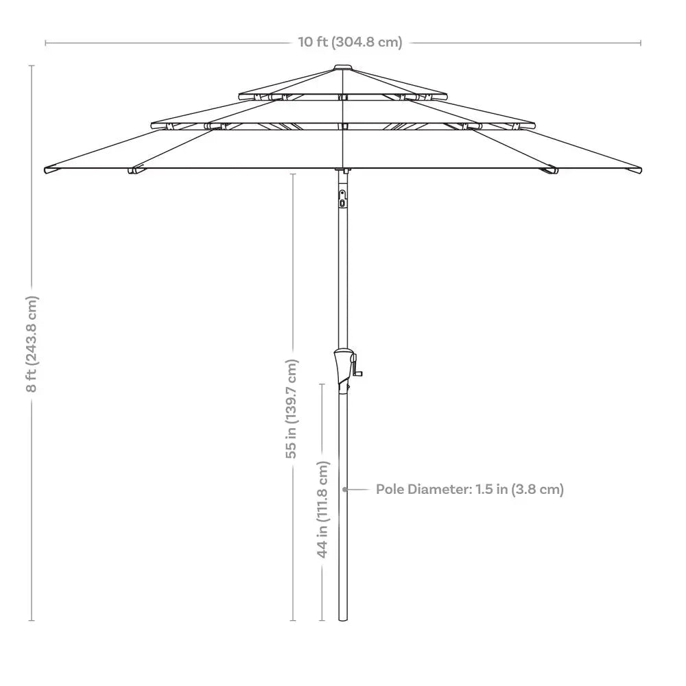 96" Dark Blue Polyester Octagonal Tilt Lighted Market Patio Umbrella - NOBLE HOME INTERIORS