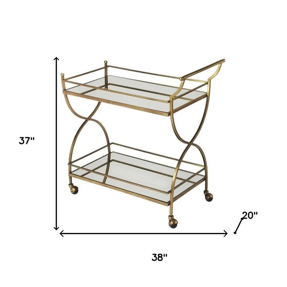 Antique Gold Bar Cart - NOBLE HOME INTERIORS