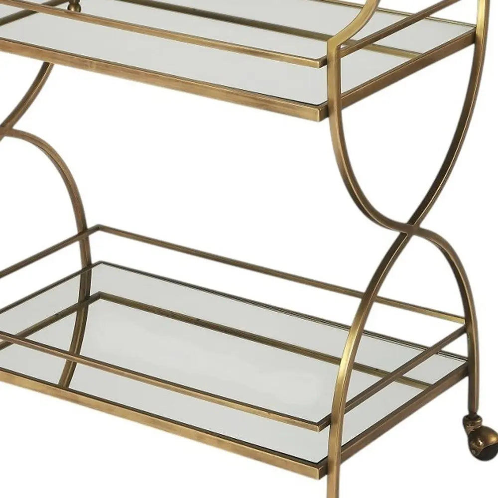 Antique Gold Bar Cart - NOBLE HOME INTERIORS