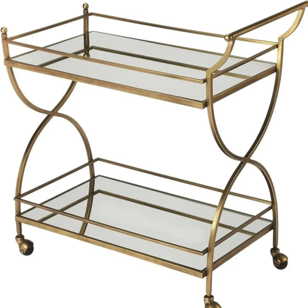Antique Gold Bar Cart - NOBLE HOME INTERIORS