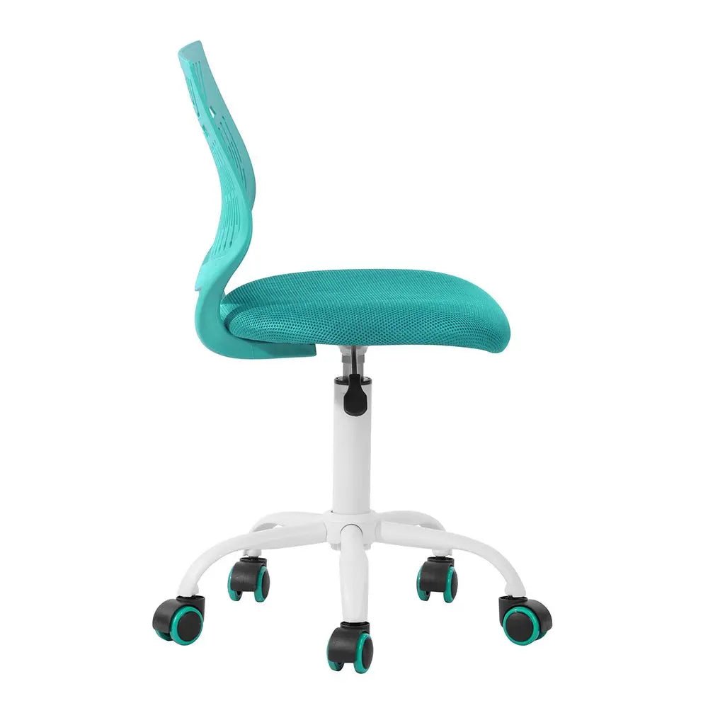 Aqua and White Adjustable Height Swivel Rolling Office Chair HomeRoots