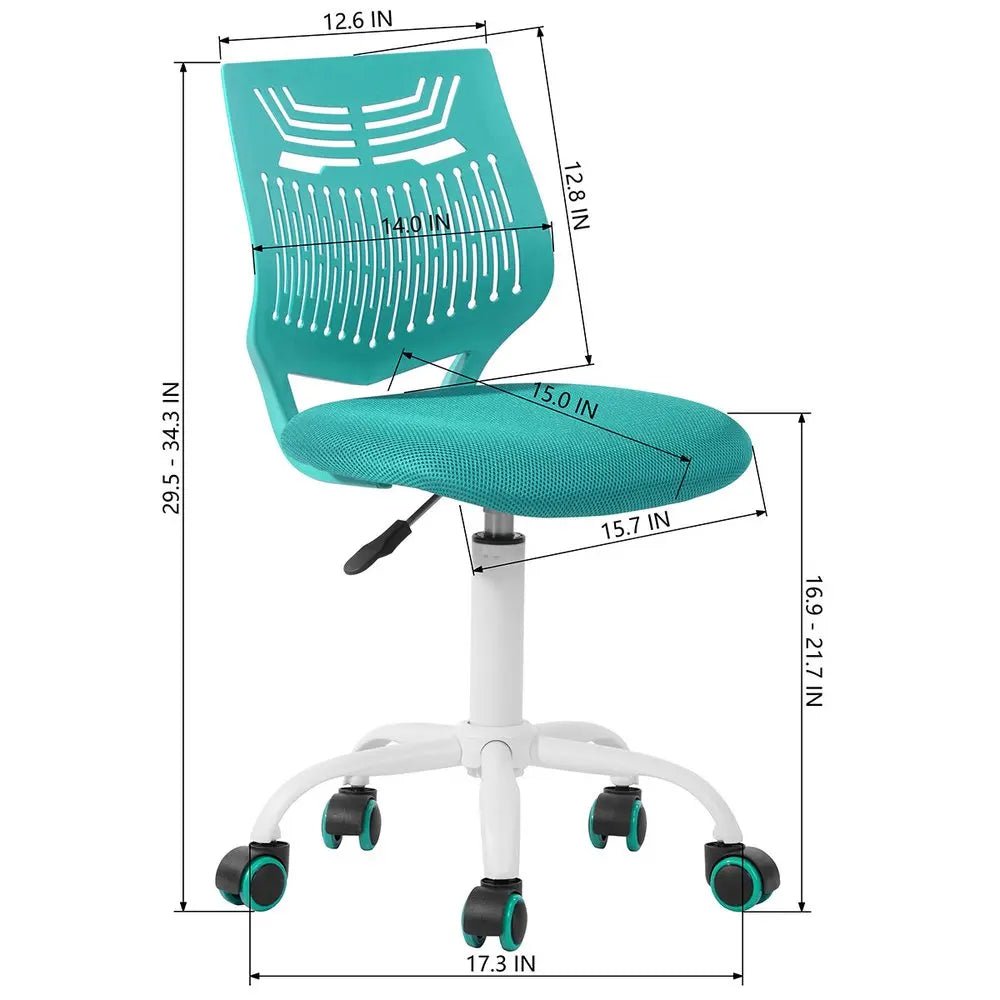 Aqua and White Adjustable Height Swivel Rolling Office Chair HomeRoots