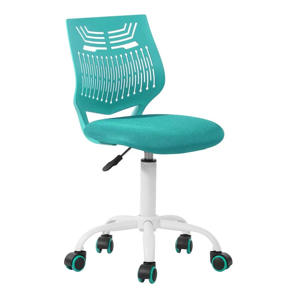 Aqua and White Adjustable Height Swivel Rolling Office Chair HomeRoots