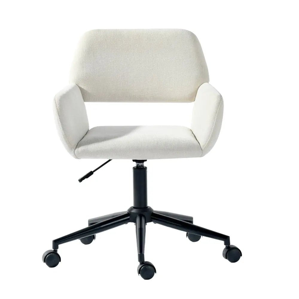 Beige and Black Adjustable Height Swivel Rolling Office Chair HomeRoots