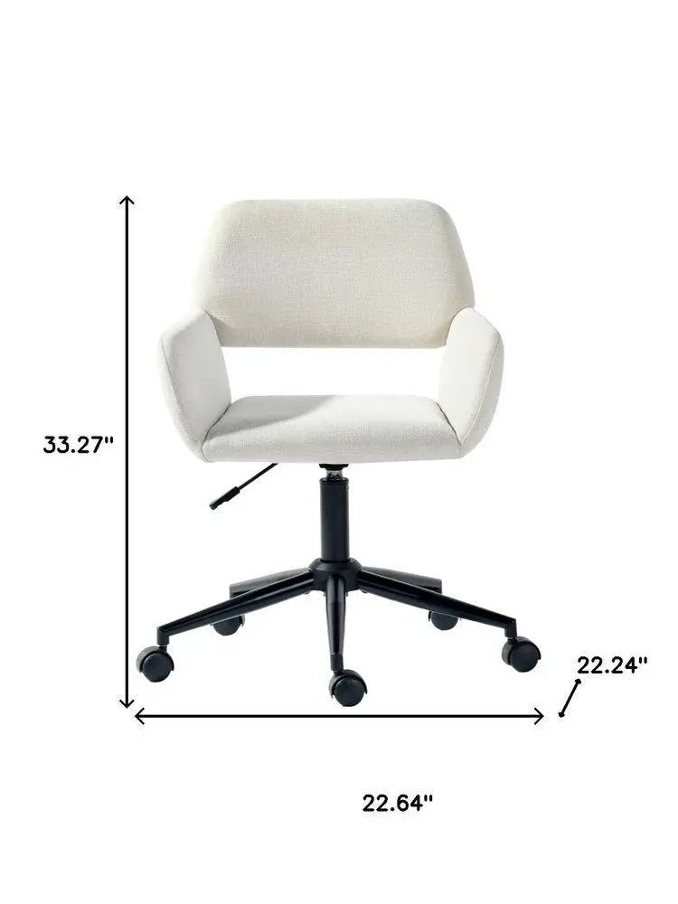 Beige and Black Adjustable Height Swivel Rolling Office Chair HomeRoots