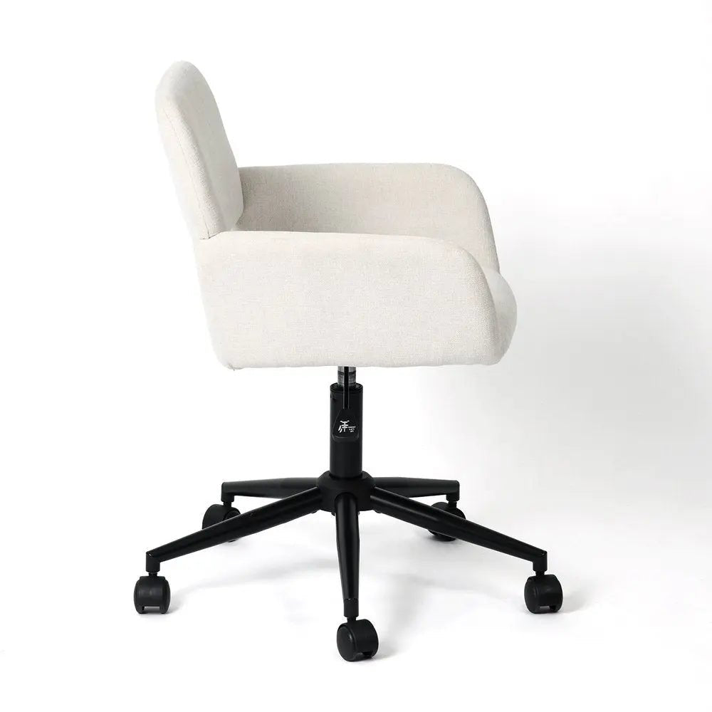 Beige and Black Adjustable Height Swivel Rolling Office Chair HomeRoots