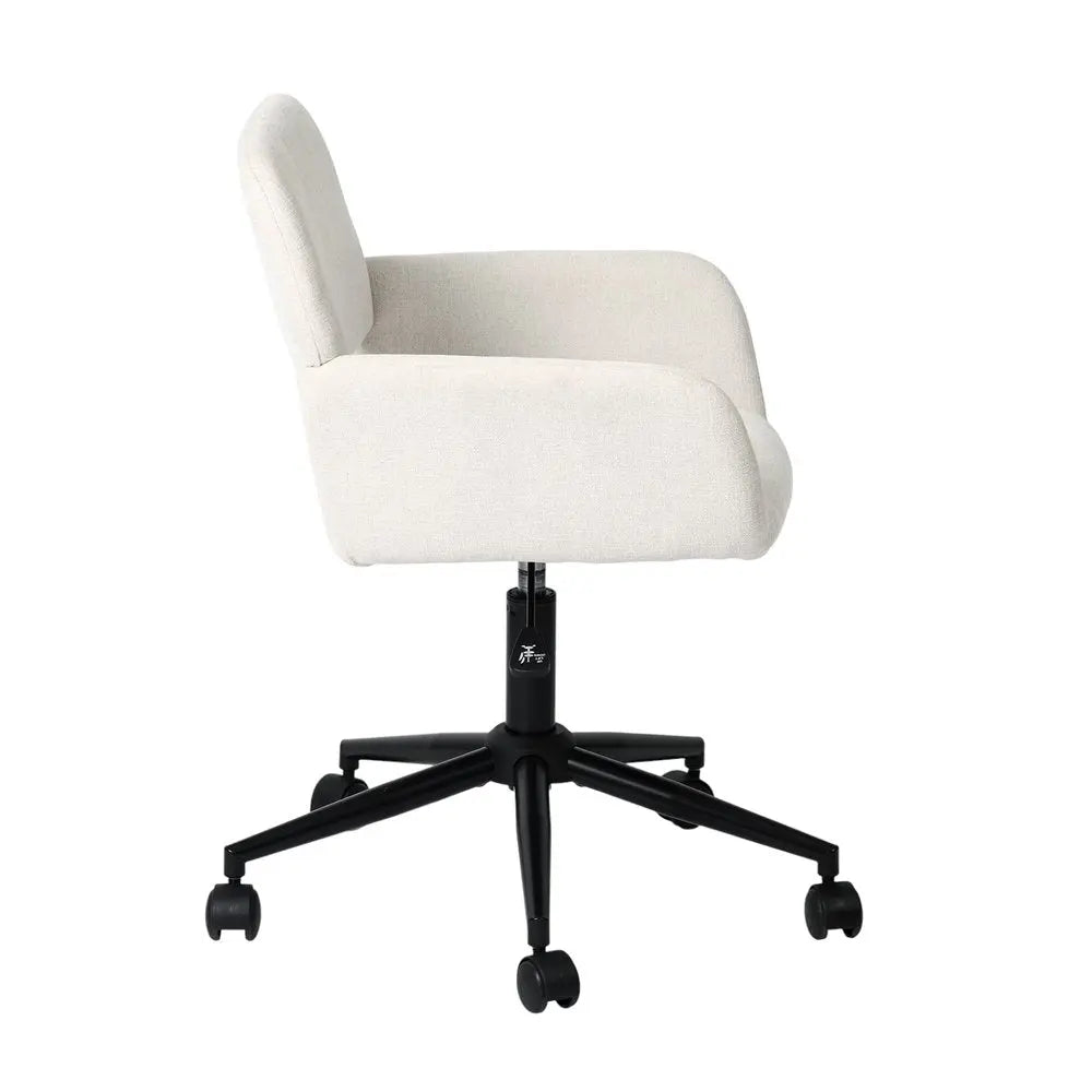 Beige and Black Adjustable Height Swivel Rolling Office Chair HomeRoots