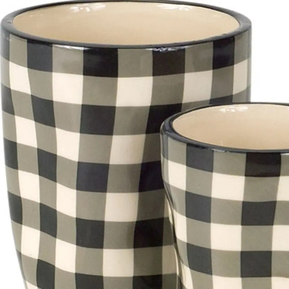 Beige Set of Six Dolomite 1.66234 ounce Round Pot Planter - NOBLE HOME INTERIORS