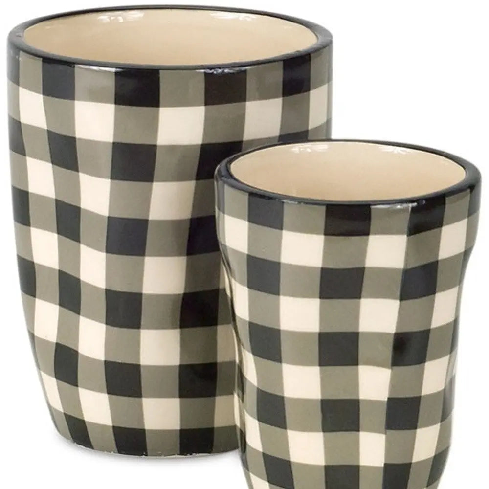 Beige Set of Six Dolomite 1.66234 ounce Round Pot Planter - NOBLE HOME INTERIORS