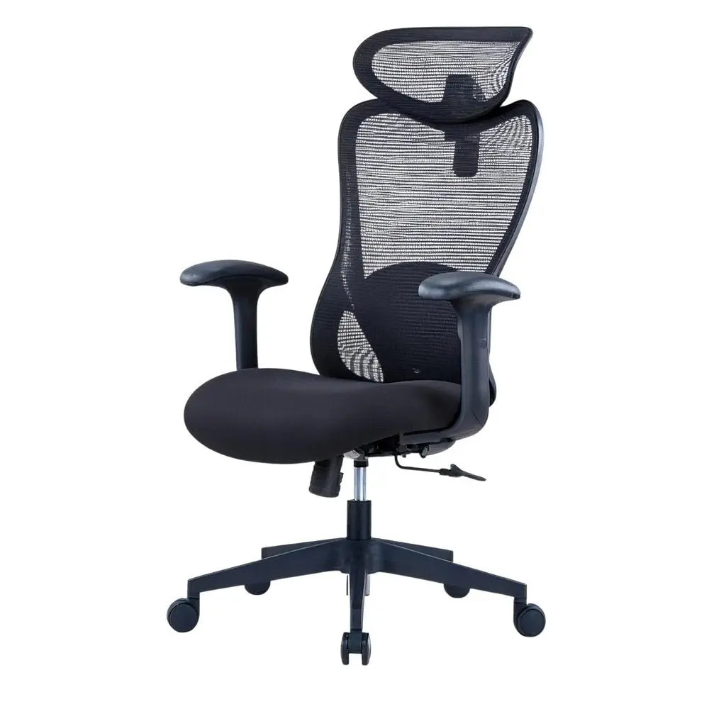 Black Adjustable Height Swivel Rolling Executive Office Chair - NOBLE HOME INTERIORS