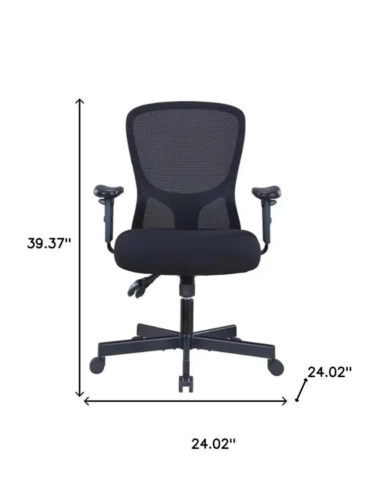 Black Adjustable Height Swivel Rolling Executive Office Chair - NOBLE HOME INTERIORS
