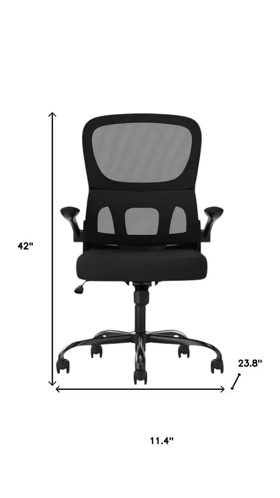 Black Adjustable Height Swivel Rolling Office Chair - NOBLE HOME INTERIORS