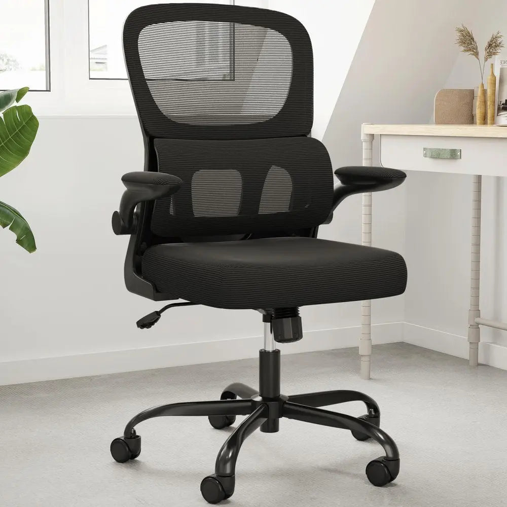 Black Adjustable Height Swivel Rolling Office Chair - NOBLE HOME INTERIORS