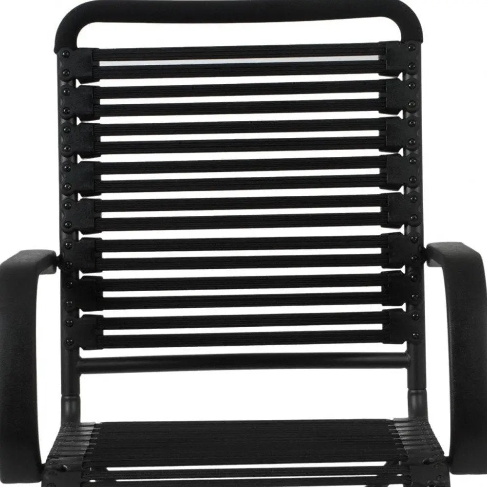 Black Adjustable Swivel Bungee Rolling Office Chair - NOBLE HOME INTERIORS