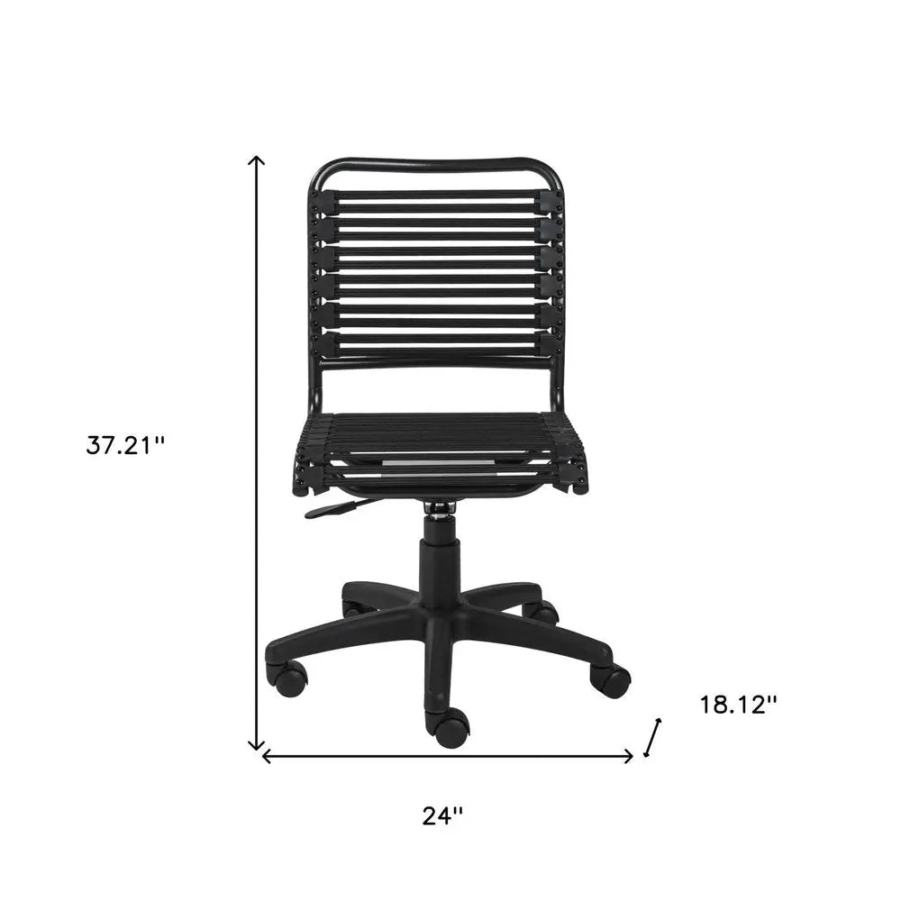 Black Adjustable Swivel Bungee Rolling Office Chair HomeRoots