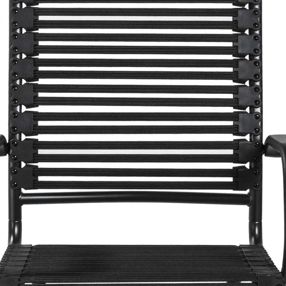 Black Adjustable Swivel Bungee Rolling Office Chair - NOBLE HOME INTERIORS