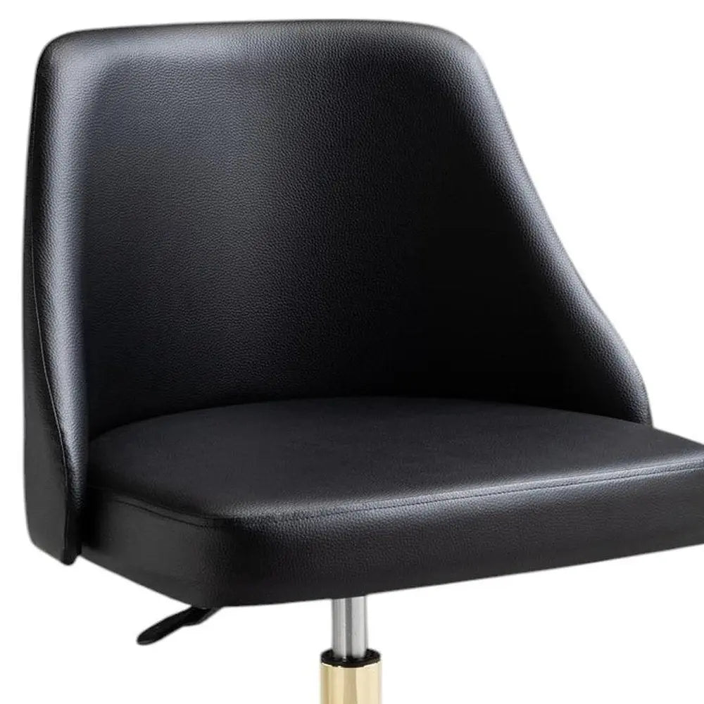 Black and Gold Faux Leather Adjustable Height Swivel Rolling Office Chair - NOBLE HOME INTERIORS