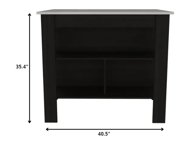 Black and Ivory 41" Kitchen Island With Storage - NOVA HOME FURNITURE