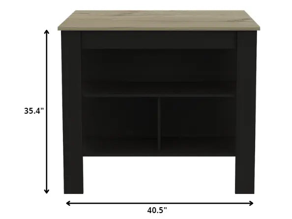 Black and Natural 41" Kitchen Island With Storage - NOVA HOME FURNITURE